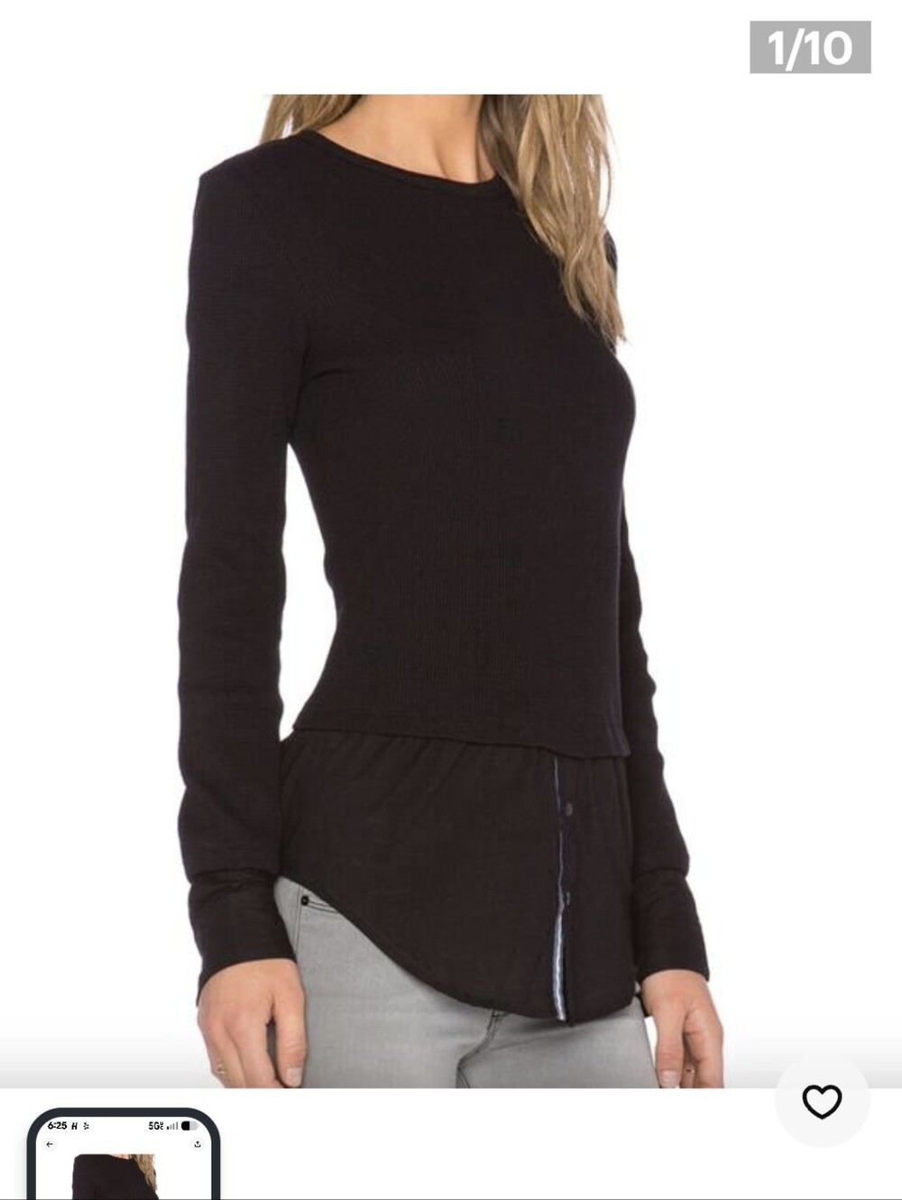 Theory Mikaela Waffle Knit Thermal Long Sleeve With Blouse tails